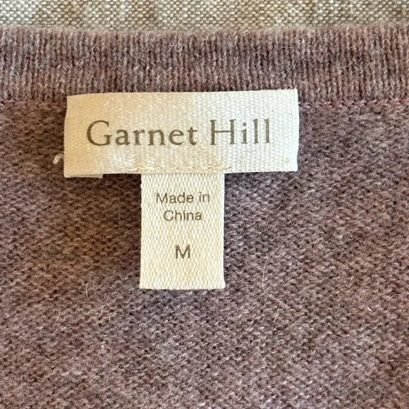 Garnet Hill MAUVE Cashmere Tie-Sleeve V-Neck Sweater - Picture 8 of 14